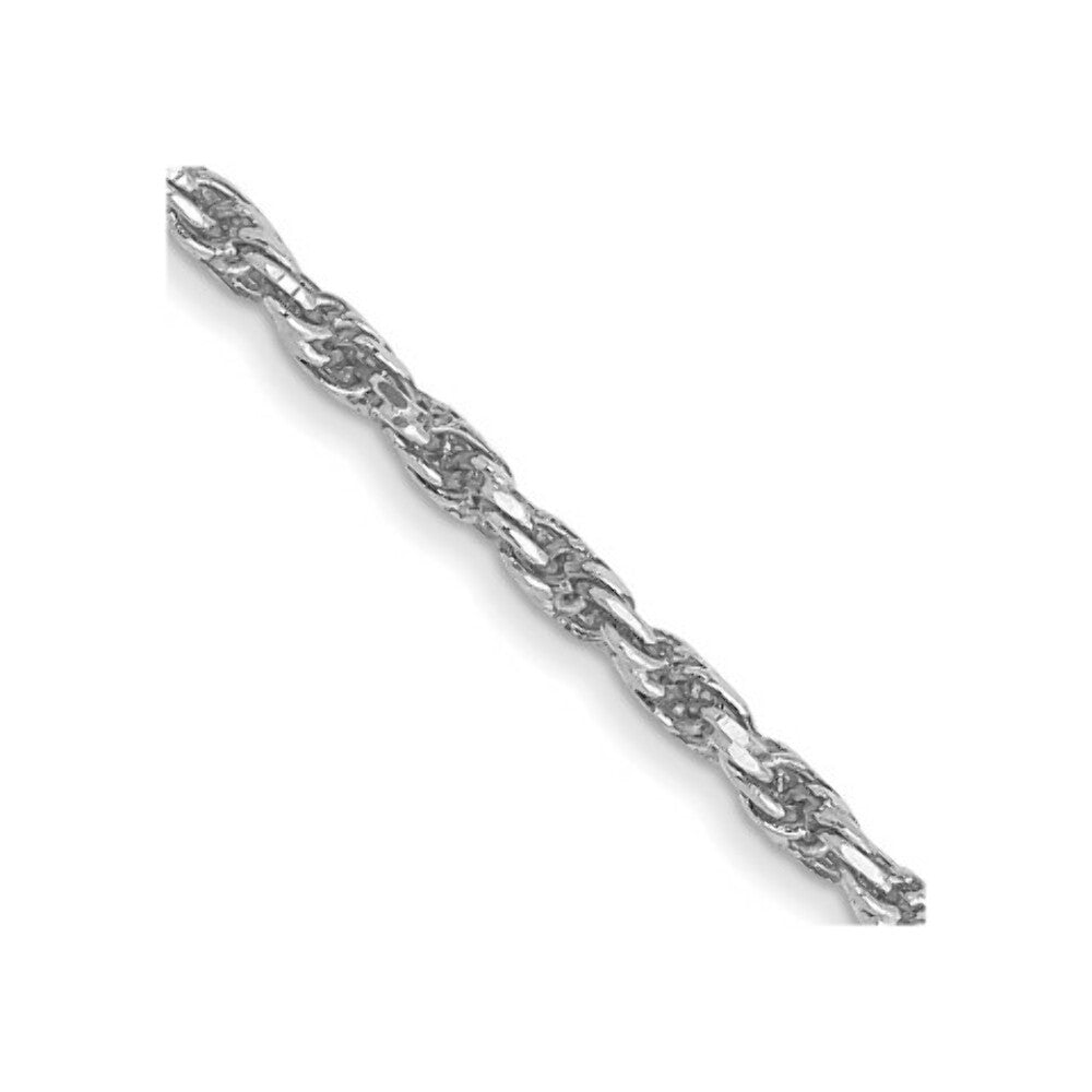 10K White Gold 1.5mm Machine Made Diamond Cut Rope Chain Necklace