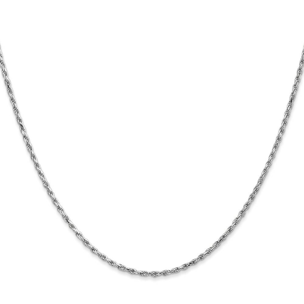 10K White Gold 1.7mm Machine Made Diamond Cut Rope Chain Necklace