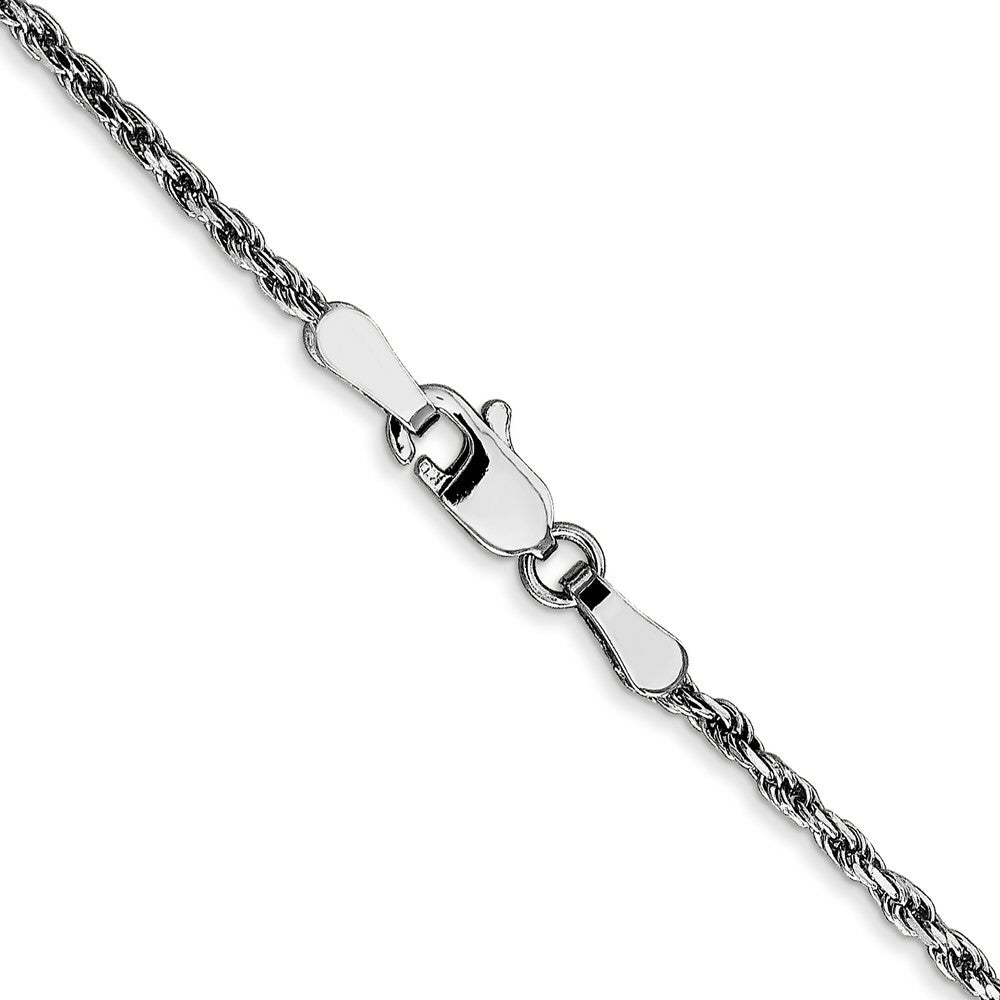 10K White Gold 1.7mm Machine Made Diamond Cut Rope Chain Necklace