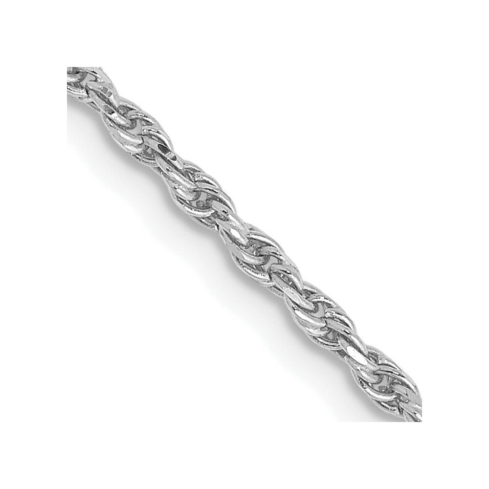 10K White Gold 1.7mm Machine Made Diamond Cut Rope Chain Necklace