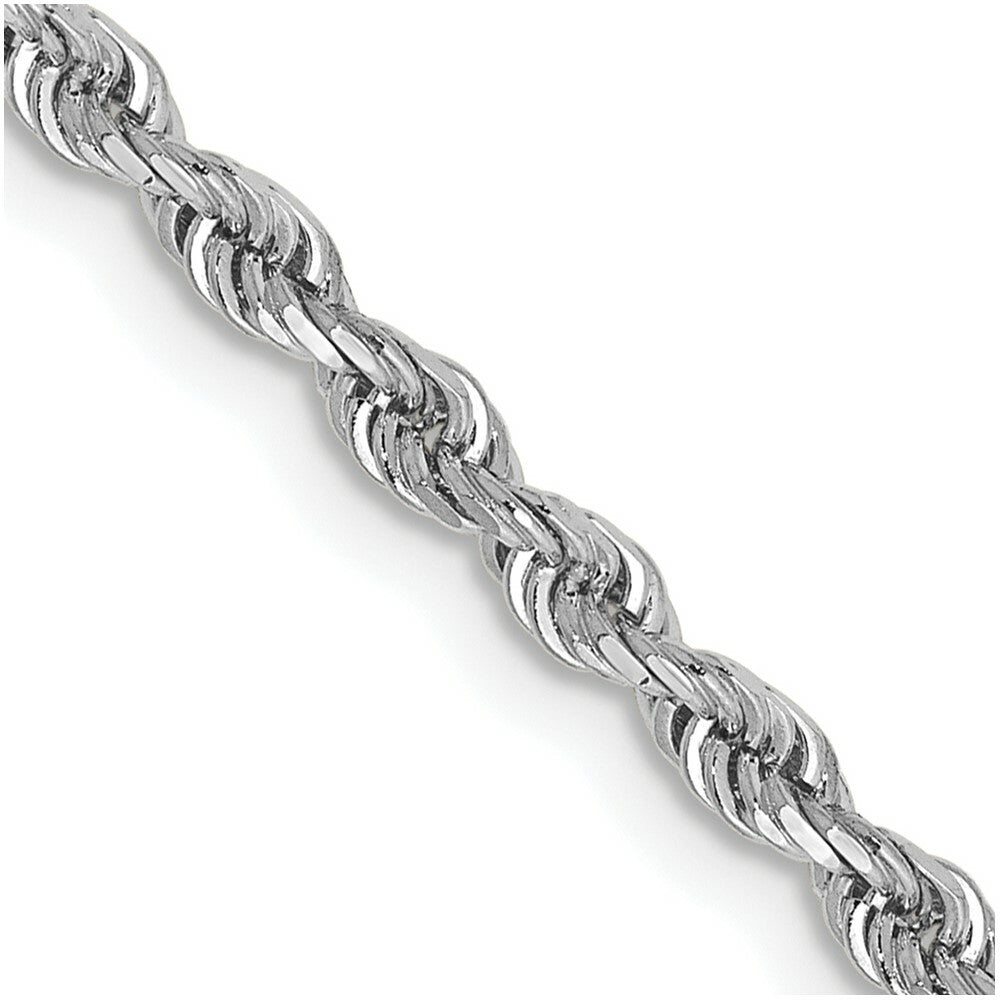 10k White Gold 2.75mm Diamond-cut Quadruple Rope Chain