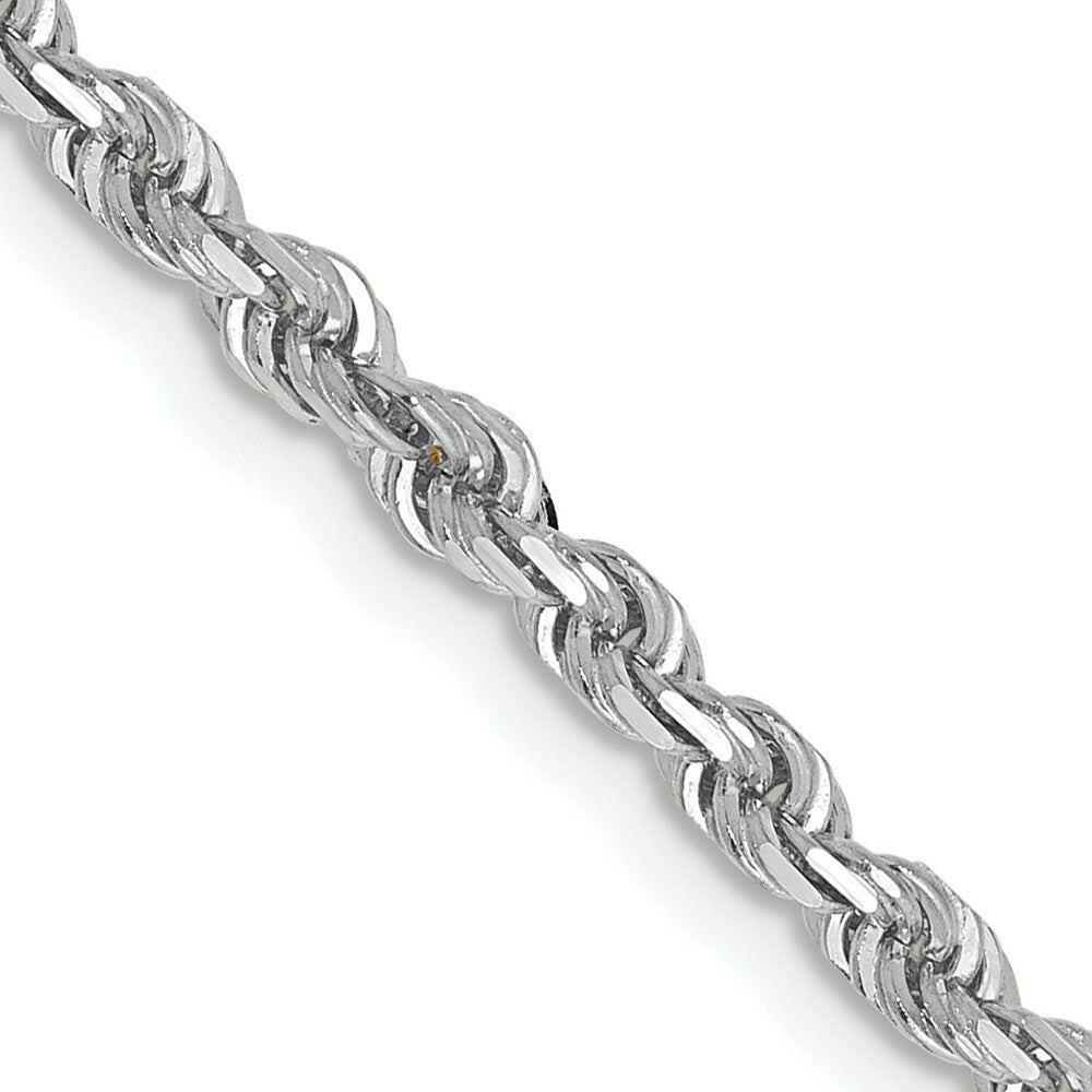 10k White Gold 3mm Diamond-cut Quadruple Rope Chain
