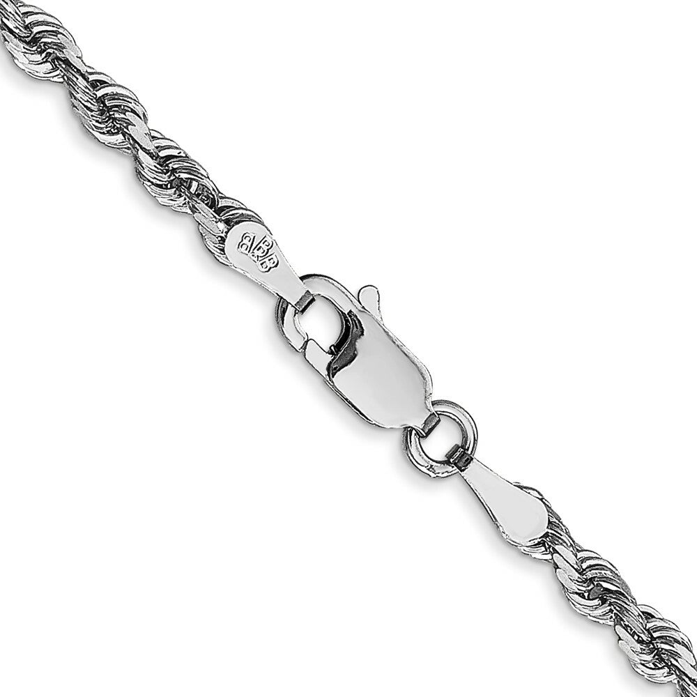 10k White Gold 3mm Diamond-cut Quadruple Rope Chain