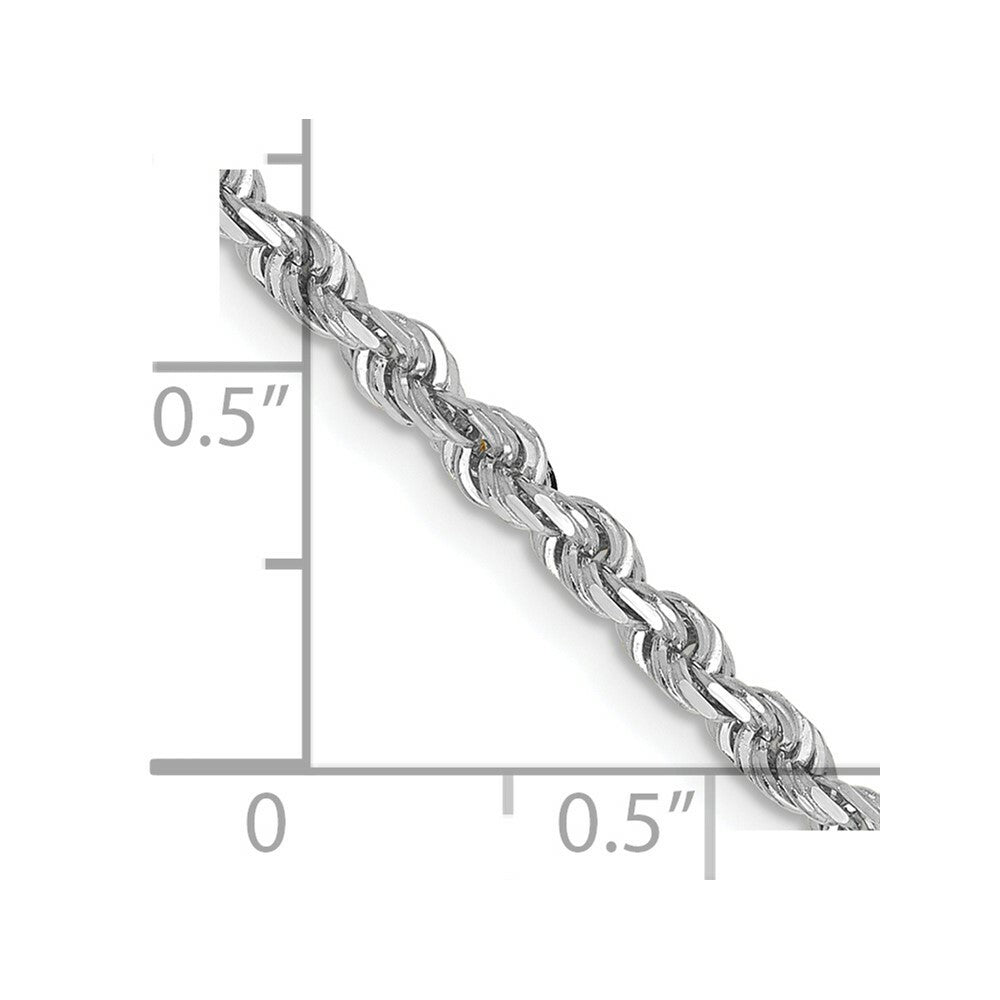 10k White Gold 3mm Diamond-cut Quadruple Rope Chain