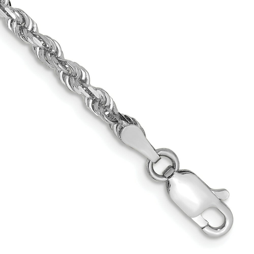10k White Gold 3mm Diamond-cut Quadruple Rope Chain