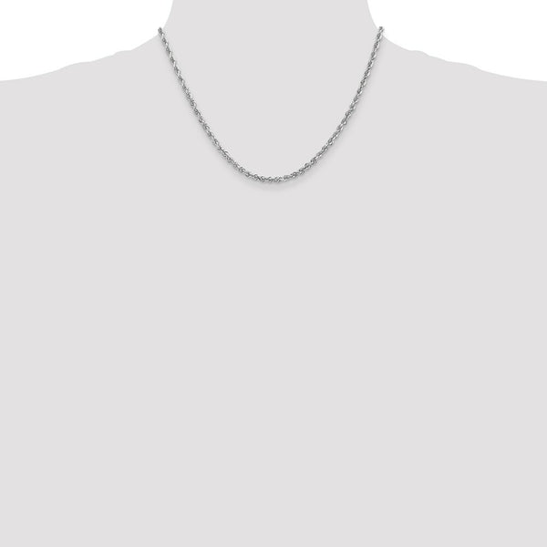 10k White Gold 3.35mm Diamond-cut Quadruple Rope Chain