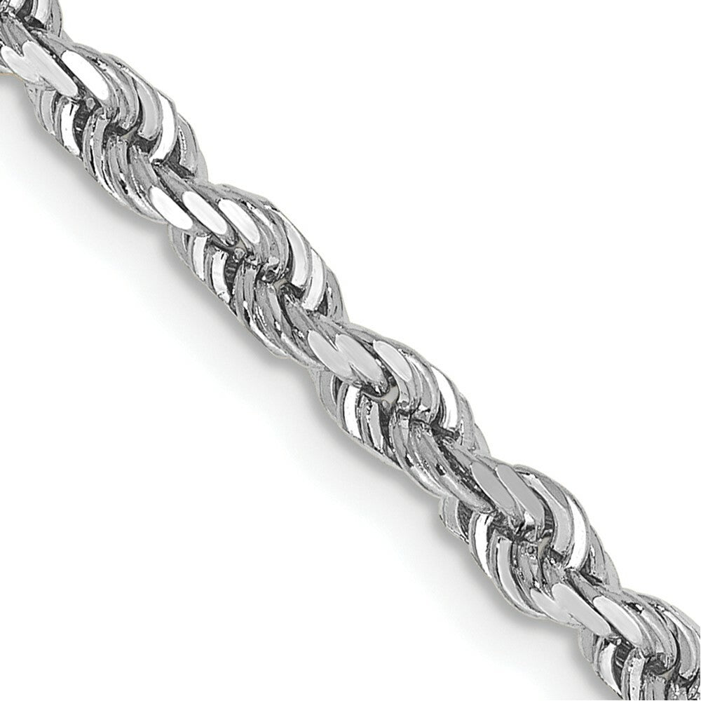 10k White Gold 3.35mm Diamond-cut Quadruple Rope Chain