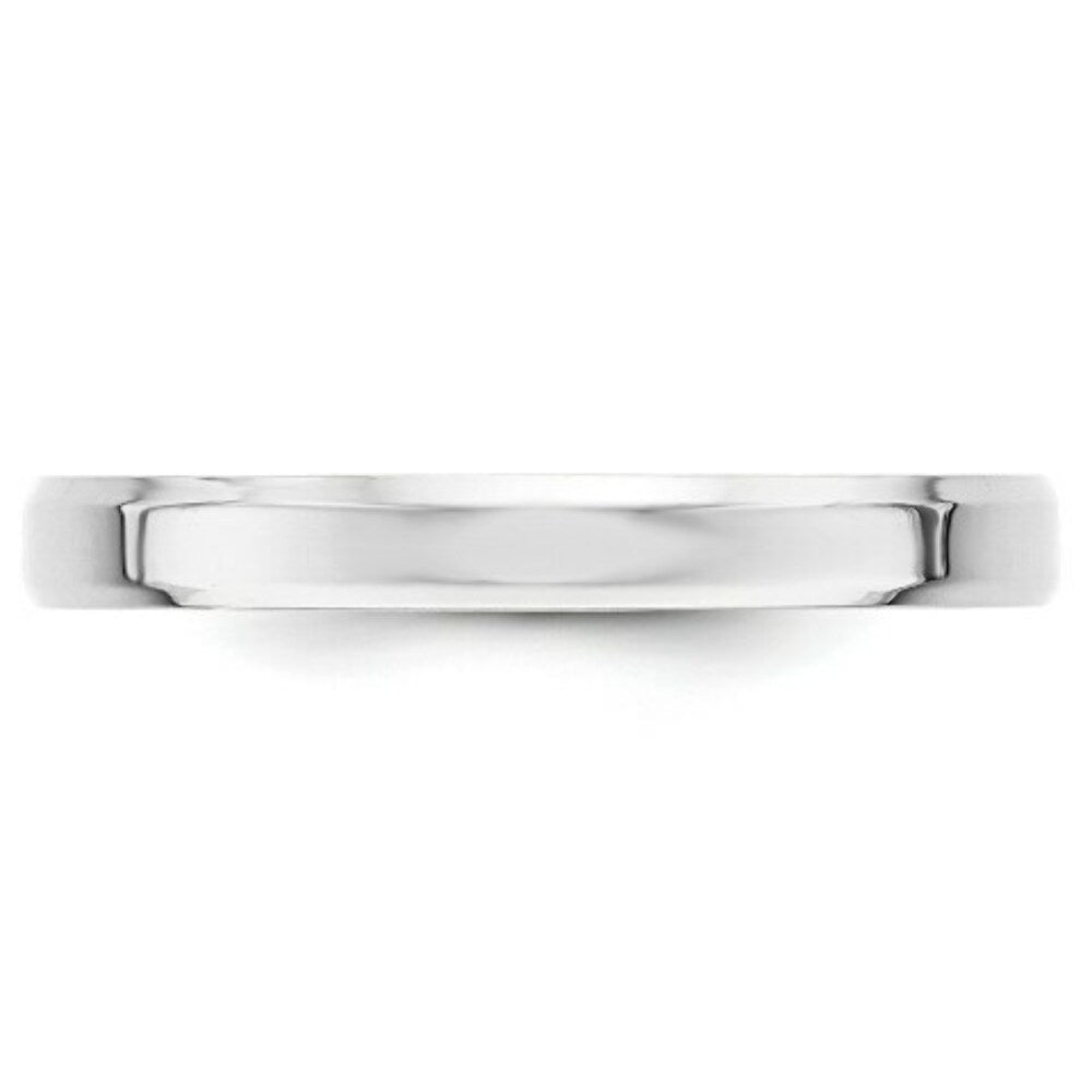 10K White Gold 3mm Bevel Edge Comfort Fit Wedding Band Ring