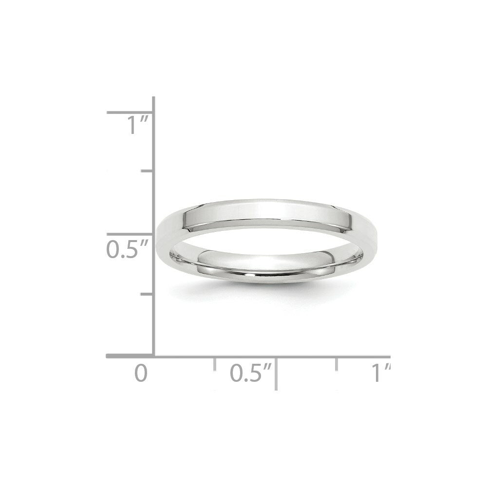 10K White Gold 3mm Bevel Edge Comfort Fit Wedding Band Ring