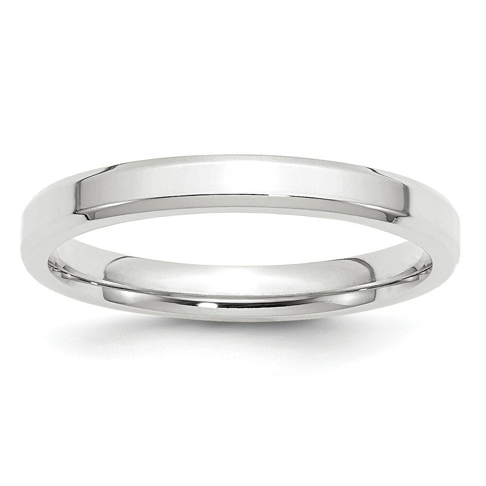 10K White Gold 3mm Bevel Edge Comfort Fit Wedding Band Ring