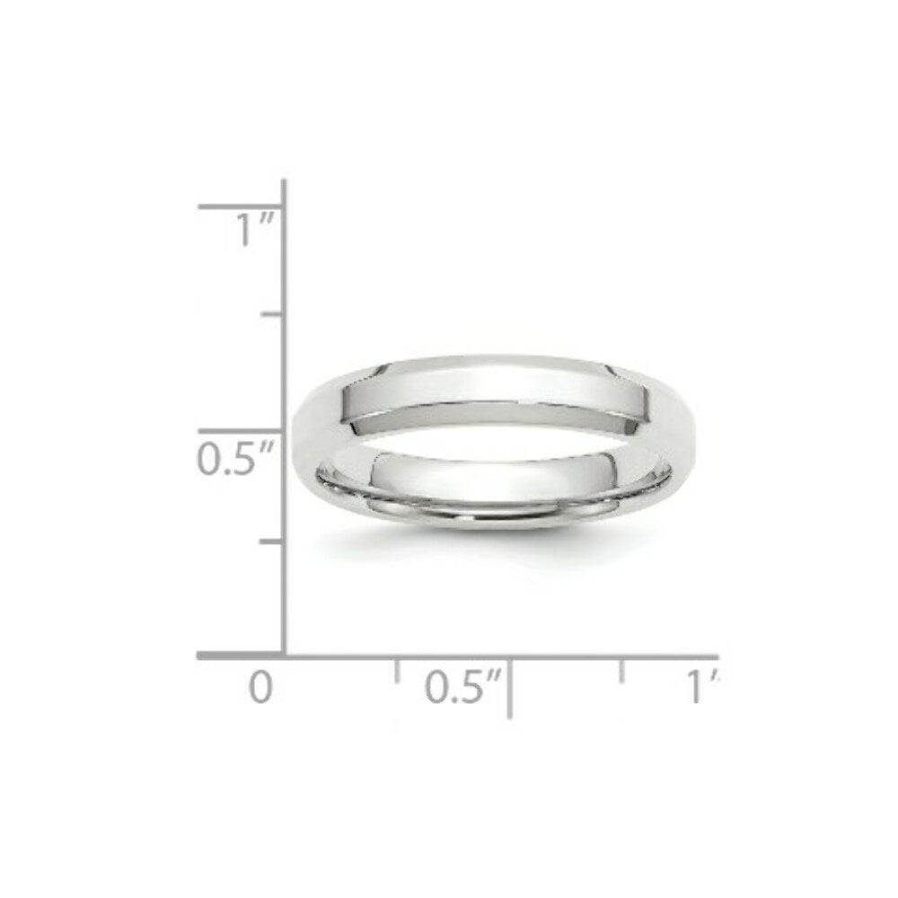 10K White Gold 4mm Bevel Edge Comfort Fit Wedding Band Ring