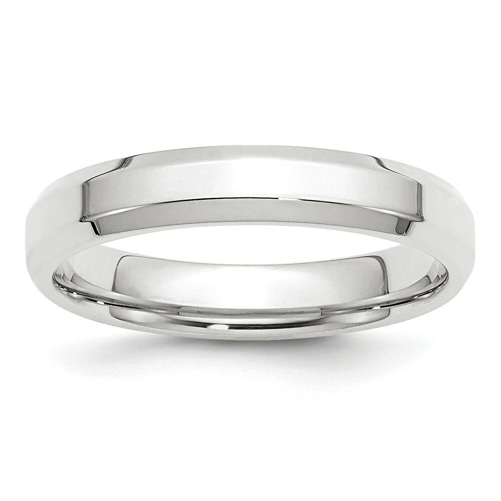 10K White Gold 4mm Bevel Edge Comfort Fit Wedding Band Ring