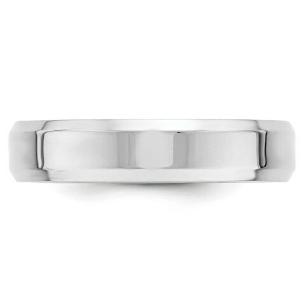 10K White Gold 5mm Bevel Edge Comfort Fit Wedding Band Ring