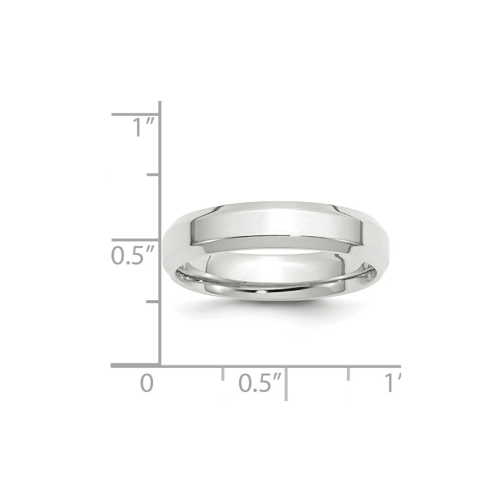 10K White Gold 5mm Bevel Edge Comfort Fit Wedding Band Ring