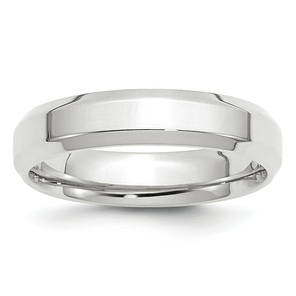 10K White Gold 5mm Bevel Edge Comfort Fit Wedding Band Ring