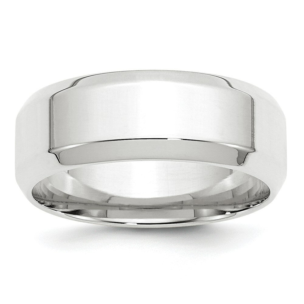 10K White Gold 8mm Bevel Edge Comfort Fit Wedding Band Ring