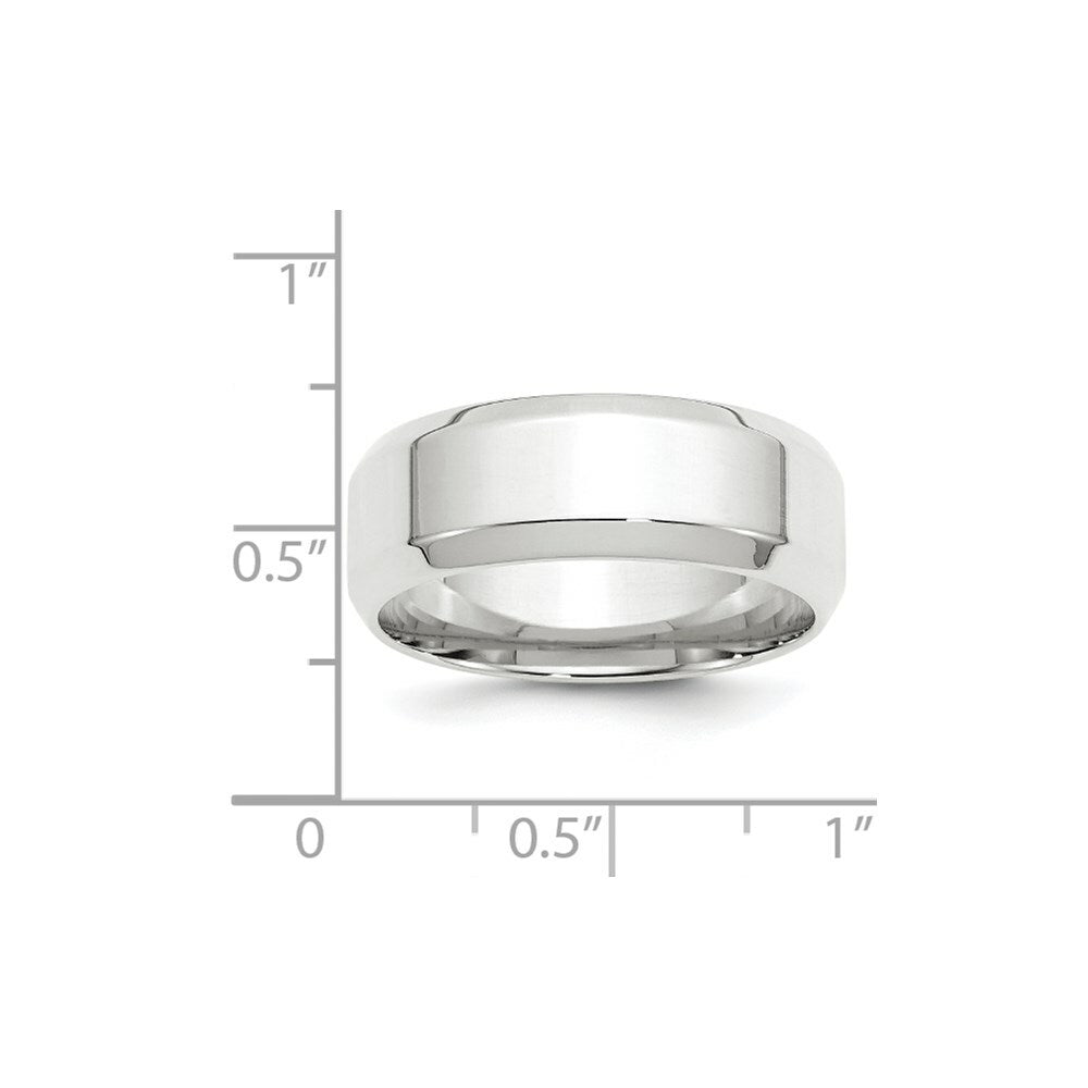 10K White Gold 8mm Bevel Edge Comfort Fit Wedding Band Ring