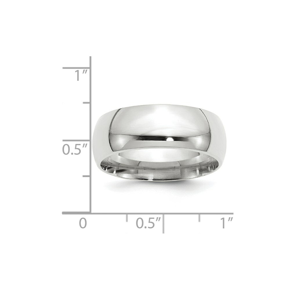 10K White Gold 8mm Standard Comfort Fit Wedding Band Ring