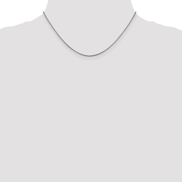 Leslies 14K White Gold Sparkle Round Box Chain 1.1 Width Necklace  Length 16'' inches