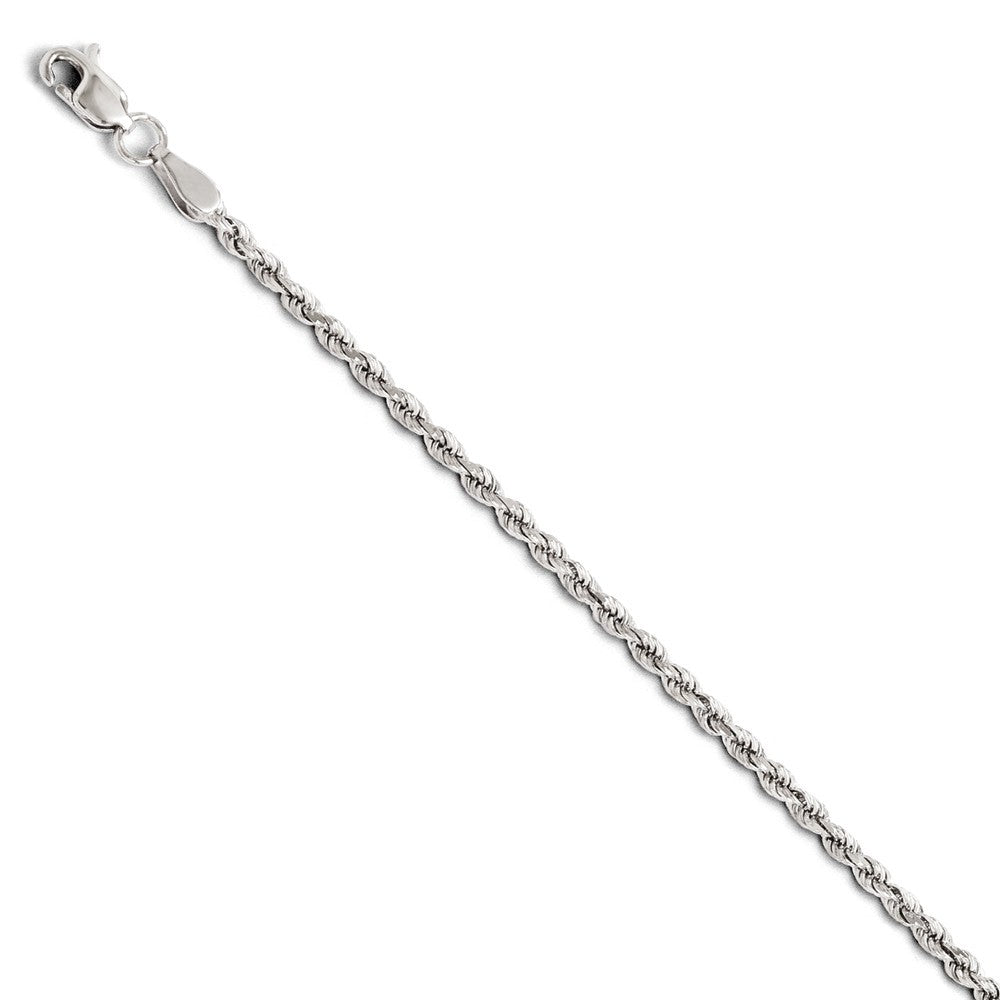 Leslies 14K White Gold 2mm Diamond Cut Rope Chain Bracelet  Length 7'' inches