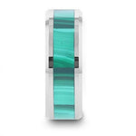 Load image into Gallery viewer, Mens Malachite Inlay Tungsten Carbide Polished Beveled Edges Wedding Band - 8mm Wide - Style name: MAHI
