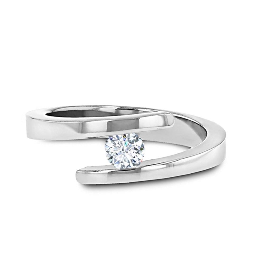 Polished Titanium Diamond Ring Comfort Fit Wedding Ring With Beveled Edges - ANNA Tension Set- Lifetime Warranty - 4mm wide