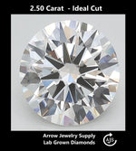 Load image into Gallery viewer, Certified 2.50 Carat Round Lab Grown Diamond  - Ideal Cut - Select from Clarity/Color Grades: VVS1 D VVS2 E VS1 F VS2 G H
