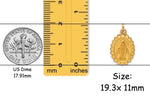 Load image into Gallery viewer, Miraculous Medal Oval Scallop Edge Solid 14K Yellow Gold in 2 Sizes - with Necklace Chain Options
