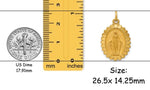 Load image into Gallery viewer, Miraculous Medal Oval Scallop Edge Solid 14K Yellow Gold in 2 Sizes - with Necklace Chain Options
