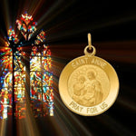 Load image into Gallery viewer, 14k Saint Anne Medal Charm and Pendant in 3 sizes -with Chain Options
