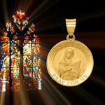 Load image into Gallery viewer, St. Cecilia Round Medal Pendant made in 14K Gold - with Chain Options
