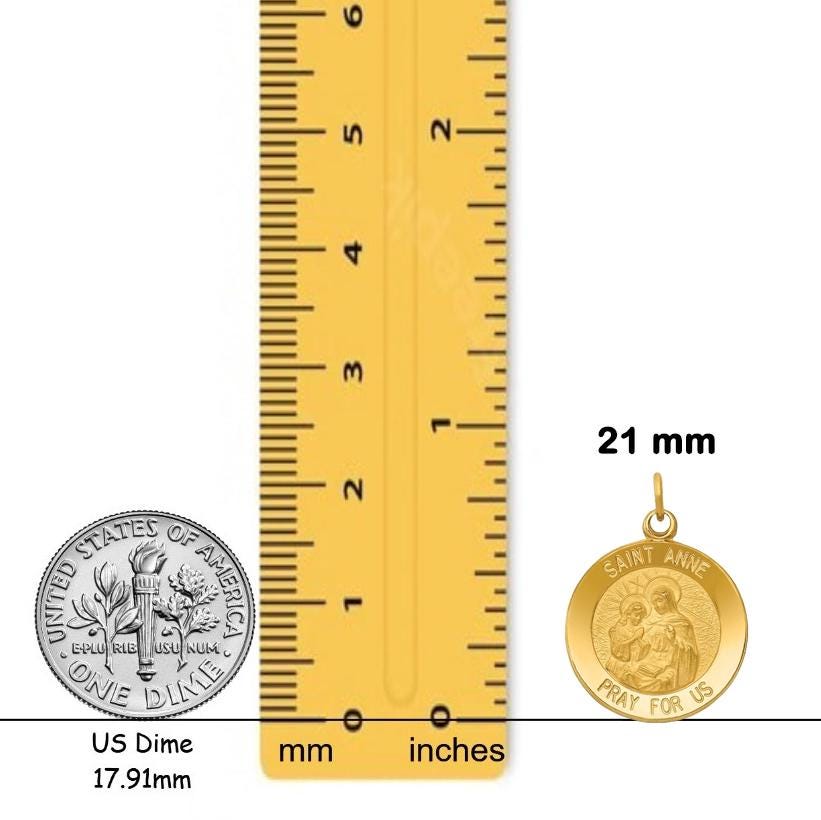 14k Saint Anne Medal Charm and Pendant in 3 sizes -with Chain Options