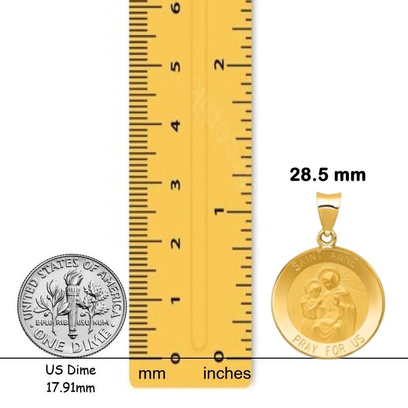 14k Saint Anne Medal Charm and Pendant in 3 sizes -with Chain Options
