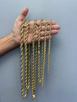 Load image into Gallery viewer, 10K Gold Rope Chain Necklace and Bracelets Diamond-cut Design 1mm 2mm 3mm 4mm 5mm 6mm 7mm 8mm 9mm 10mm 12mm Men Women made in 10K Solid Gold
