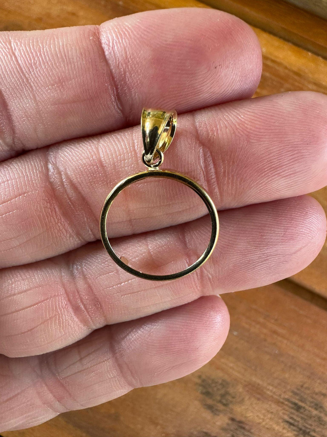 14K Gold Coin Bezel Necklace Pendant Frame - Plain Polished Prong back in Sizes 13mm up to 39.75mm