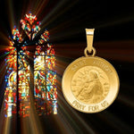 Load image into Gallery viewer, Saint Anthony 14K Gold Medal Pendant Charm - Yellow or White Gold - with Chain options
