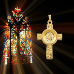 Load image into Gallery viewer, 14K Gold Cross with St Anthony Medal Pendant - with Chain option
