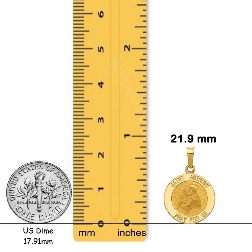 Saint Anthony 14K Gold Medal Pendant Charm - Yellow or White Gold - with Chain options