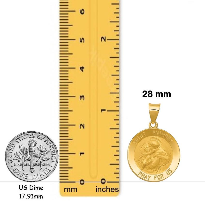 Saint Anthony 14K Gold Medal Pendant Charm - Yellow or White Gold - with Chain options