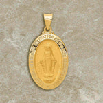 Load image into Gallery viewer, 14K Yellow or White Gold Miraculous Medal Pendant Oval - Size: 29x18mm - 1' inch

