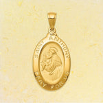 Load image into Gallery viewer, Saint Anthony Oval 14K Gold Medal Pendant in Yellow or White Gold with Free Engraving

