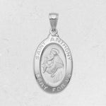 Load image into Gallery viewer, Saint Anthony Oval 14K Gold Medal Pendant in Yellow or White Gold with Free Engraving
