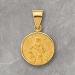 Load image into Gallery viewer, 14k Solid Gold Our Guardian Angel Medal Pendants Polished and Satin finish - with Necklace Chain Options
