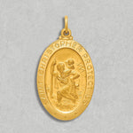 Load image into Gallery viewer, 14K Solid Medium Oval St. Christopher Medal Pendants - Custom Engravable with Necklace Chain Options
