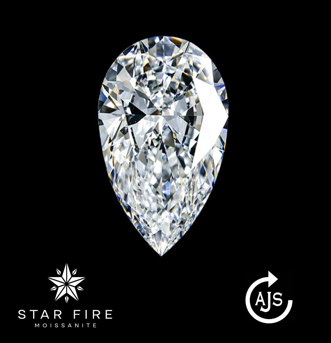 Certified Pear Shape Moissanite Loose Single Stones 0.20 to 6 Carat Sizes
