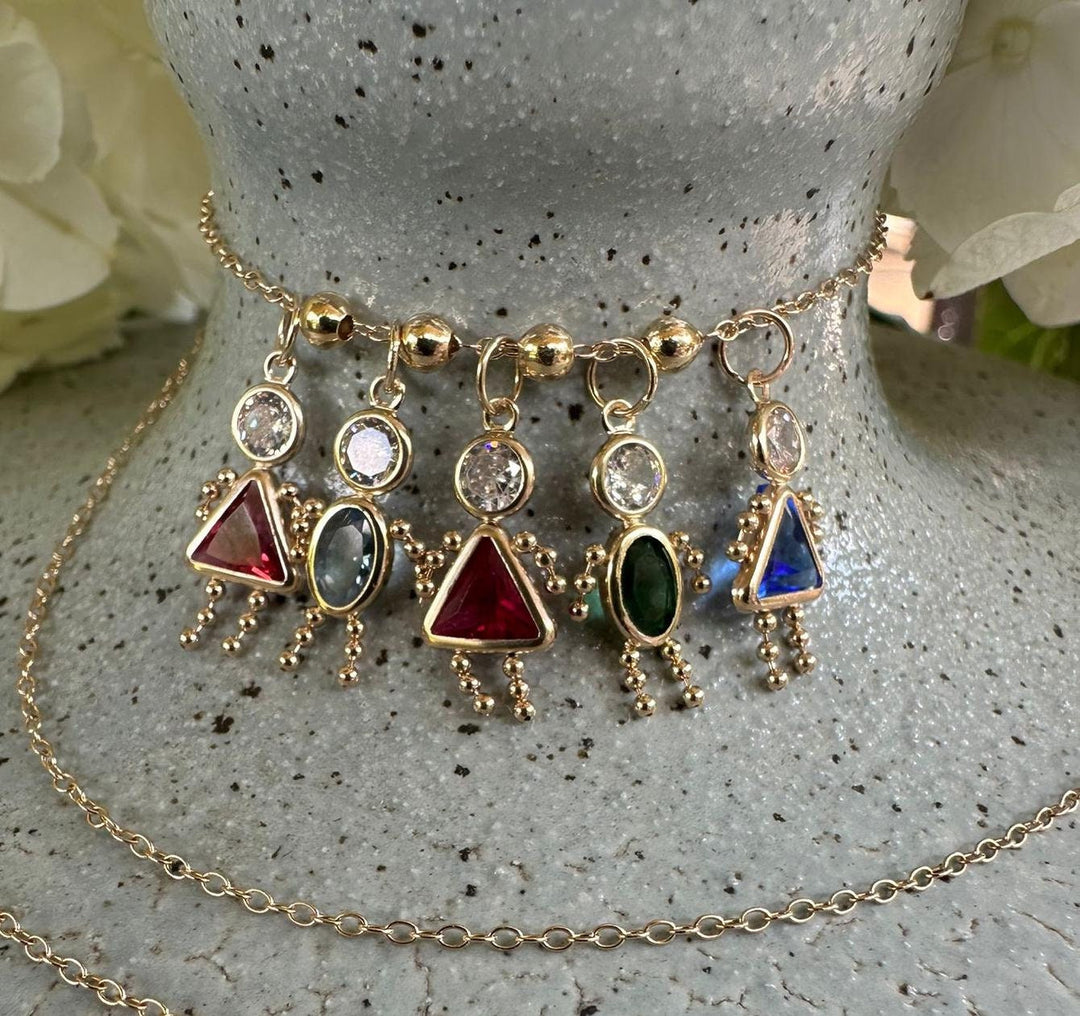 Birthstone Kids - Girls and Boys Pendants, Spacer Beads, Chains, Necklaces in 10K 14K Gold - all Months