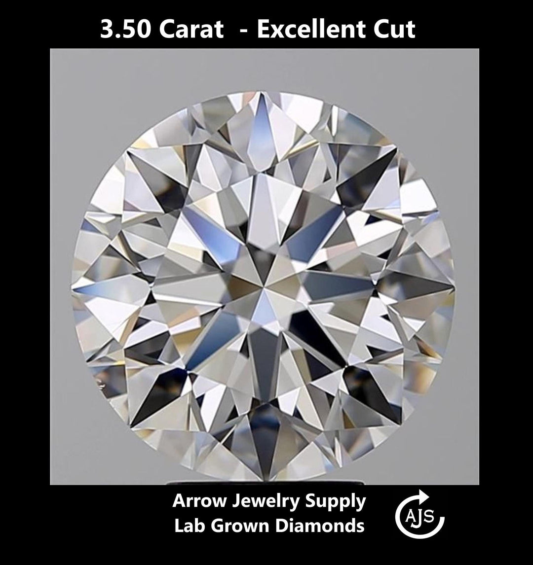 Certified 3.50 Carat Round Lab Grown Diamond  - Excellent Cut - Select from Clarity/Color Grades: VVS1 D VVS2 E VS1 F VS2 G H
