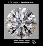 Load image into Gallery viewer, Certified 3 Carat Round Lab Grown Diamond  - Excellent Cut - Select from Clarity/Color Grades: VVS1 D VVS2 E VS1 F VS2 G H
