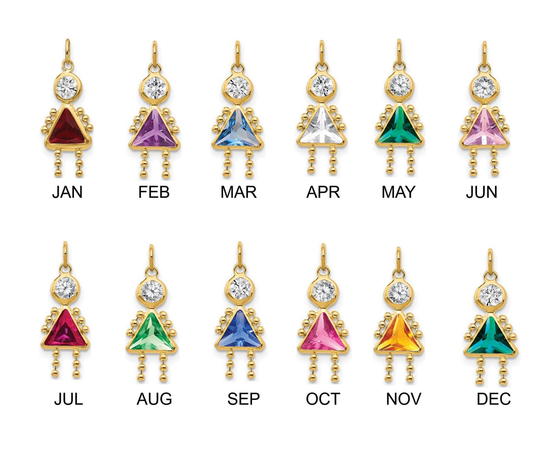 Birthstone Kids - Girls and Boys Pendants, Spacer Beads, Chains, Necklaces in 10K 14K Gold - all Months