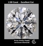 Load image into Gallery viewer, Certified 2 Carat Round Lab Grown Diamond  - Excellent Cut - Select from Clarity/Color Grades: VVS1 D VVS2 E VS1 F VS2 G H
